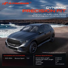 A-Premium Pack of 2 Front Windshield Wiper Blades with Wear Indicator & Towel - Compatible with Ford Bronco Sport 2021-2024 - 23" and 21", TLP Connector, Left and Right