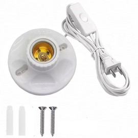 Light Socket with Cord Bulb Base E26/ E27 Lamp Base Desktop 20 ft Include Screw Light Holder Replacement Bulb Socket with On/Off Switch Hanging Cord Extension
