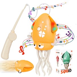 Dancing Octopus Baby Toy, Electric Crawling Octopus Tummy Time Toys for 3 4 5 6 7 Year Old Kids Boy Girl, Rechargeable Magic Dancing Music Squid for 6-36 Months Walking Toddler Birthday Gift (Yellow)