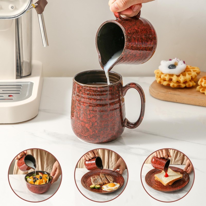 Hasense Ceramic Sugar and Creamer Set, 11 Ounce Sugar Bowl