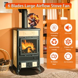 Tomersun Wood Stove Fan Heat Powered Stove Heater Fan Fireplace Fan for/Pellet/Wood Burner/Fireplace
