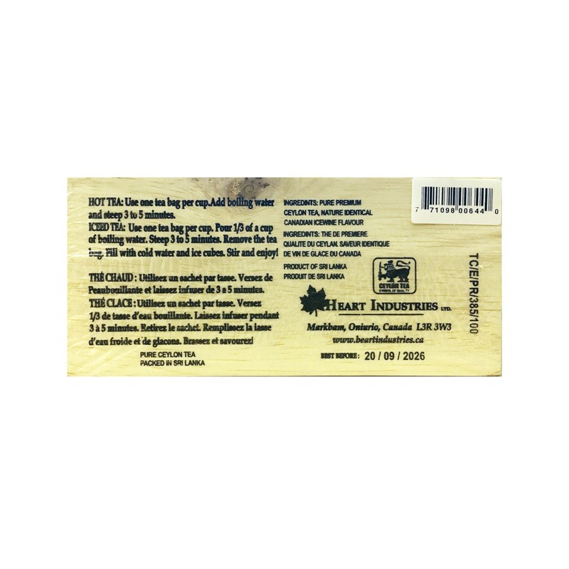 Canada True Icewine Tea 25 Tea Bags Wooden Box