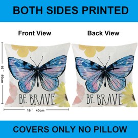 Wilproo Butterfly Decorative Throw Pillow Cover Set of 4, Cushion Cover Decorative Square Pillowcases Linen Cushion Cover 16 X 16 Inch 4 Pack