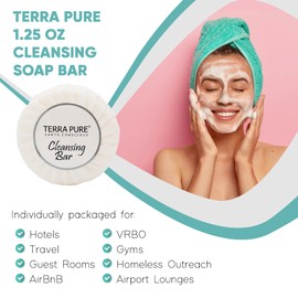 Terra Pure White Tea and Coconut Hotel Soap | Travel Size Toiletries Bulk Set for Airbnb Essentials | 1.25oz Bar Soap | 100 Pieces