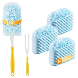 Duster Refill for Swiffer Duster Refill，360 Dusters Heavy Duty Refills, Multi Surface Disposable Duster Kit Unscented for Home, Office, Furniture (30 Count + 1 Handle)