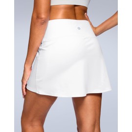 SANTINY 14" Skorts for Women with 2 Pockets High Waisted A Line Casual Pickleball Golf Skort Athletic Tennis Skirt, Navy, X-Large