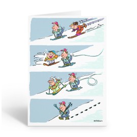 Stonehouse Collection - Funny Snow Skiing Note Card Pack - Downhill Slow Poke - Ski Cards - USA Made