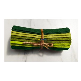 A1 Craft Felt Bundle - Green Colour Theme 10pc - 6" Wool Mix Felt Rolls