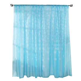QANYEGN Transparent Printed Window Curtain, Window Panels with Snowflake Pattern, Polyester Voile Sheer Panels for Bedroom Living Room(Blue)