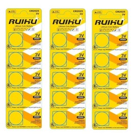 RUIHU High Capacity CR2025 Battery 3.0V Lithium Coin Batteries Buttom Cell 10 Years No Leak No explsion (CR2025, 15 Pack)
