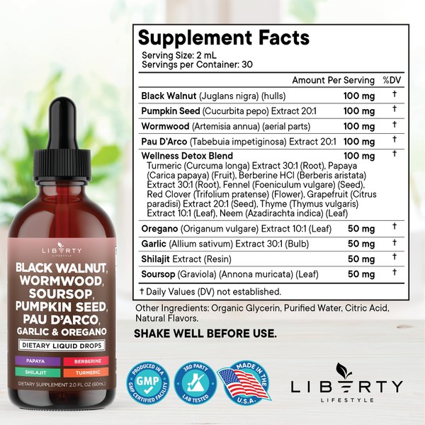 Defend Wormwood Black Walnut Cleanse for Humans Drops Liquid Soursop