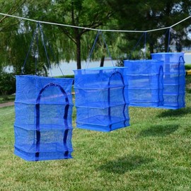 Square Mesh 3-Tier Drying Net for Fish, Vegetables, and Peppers GD-11665 Small 65x35x35