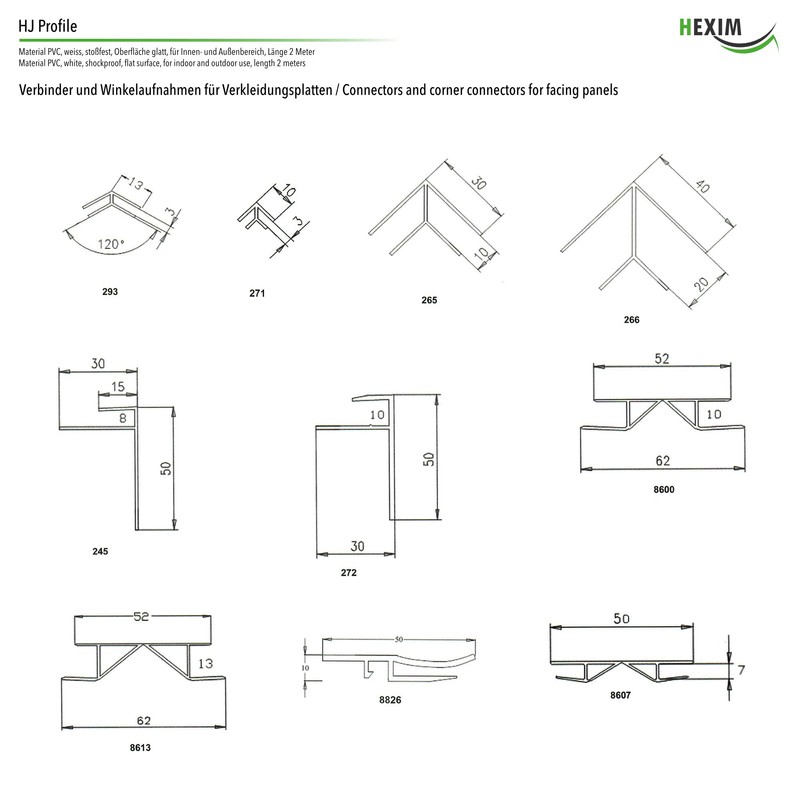 HEXIM Edging Profiles for Cladding Panels - H-/ U-/ &
