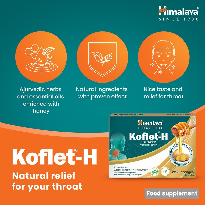 Himalaya Himalaya Herbal Healthcare Koflet-H Lozenges Fortified with Honey Ginger