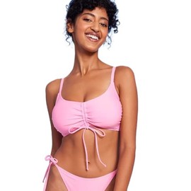 Wild Fable Women's Ruched Drawstring Front Bralette Bikini Top - (Pink, D/DD)