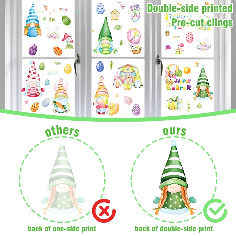540 PCS Easter Decorations Window Clings, 9 Sheets Easter Window