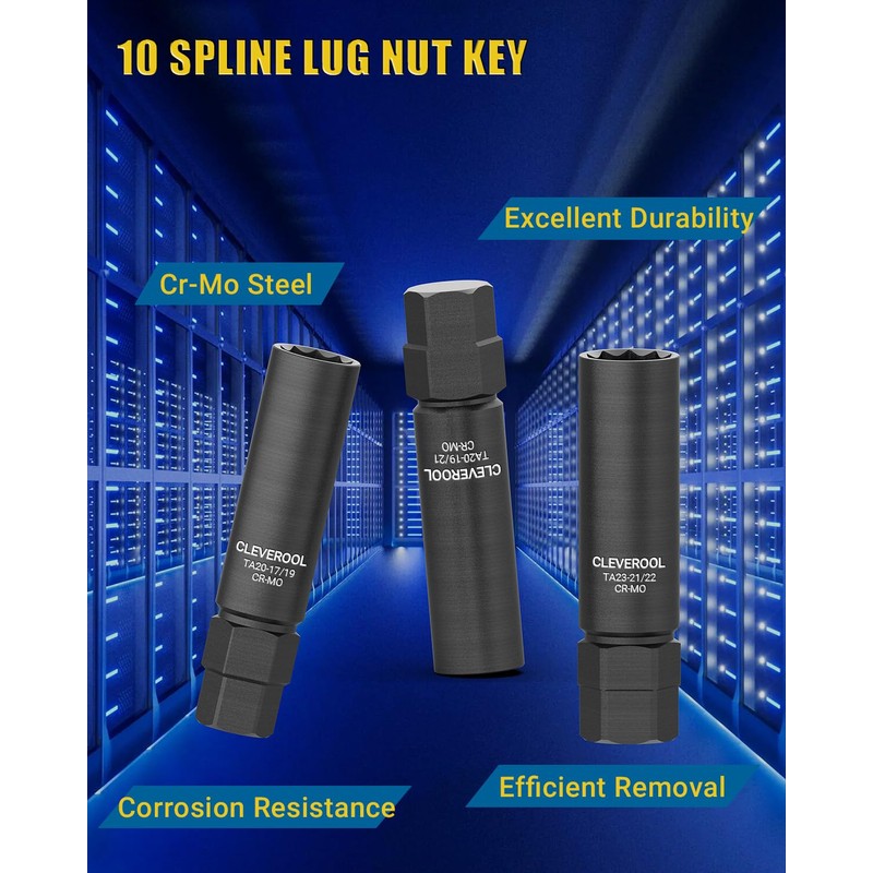 CLEVEROOL 10 Spline Lug Nut Socket, Compatible with Bimecc 10-Spline