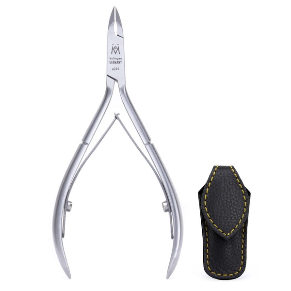 GERMANIKURE Luxury Cuticle Nipper in Leather Case, Double Sharpened, Ethically Made in Solingen Germany
