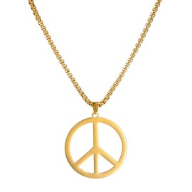 UNIFT Peace Necklace for Men Women Stainless Steel Hippie Style Peace Sign Necklace 1960s 1970s Peace Symbol Jewelry Hippie Party Accessories (gold)
