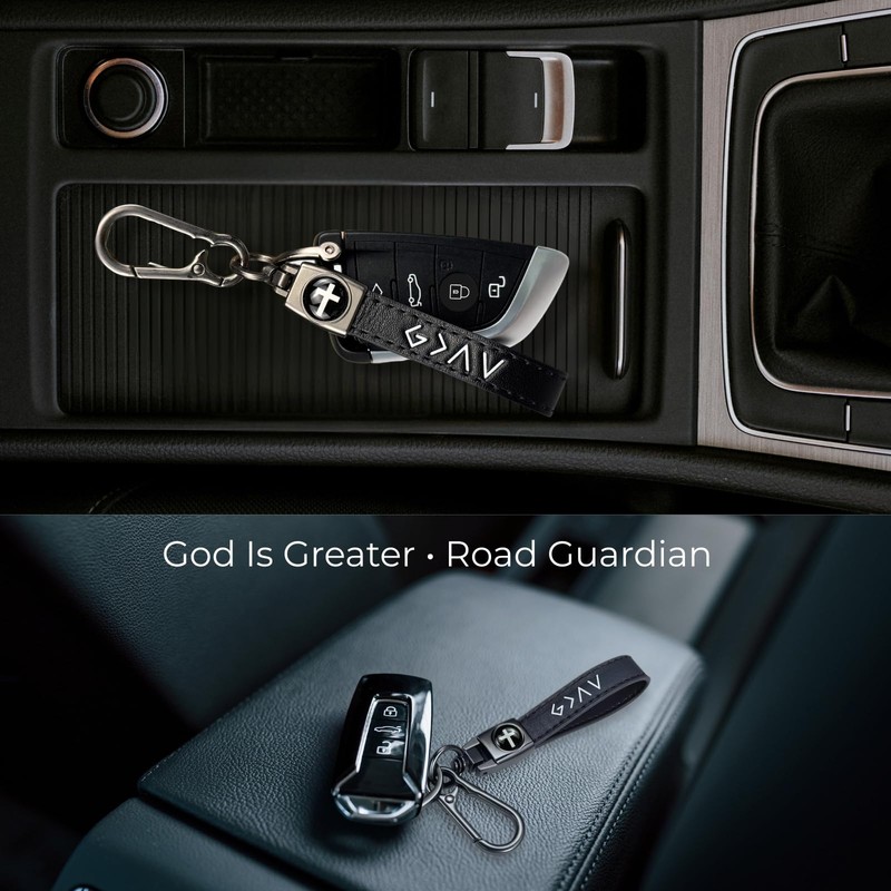 TLOEP Christian Cross Leather Keychain – God Is Greater Than
