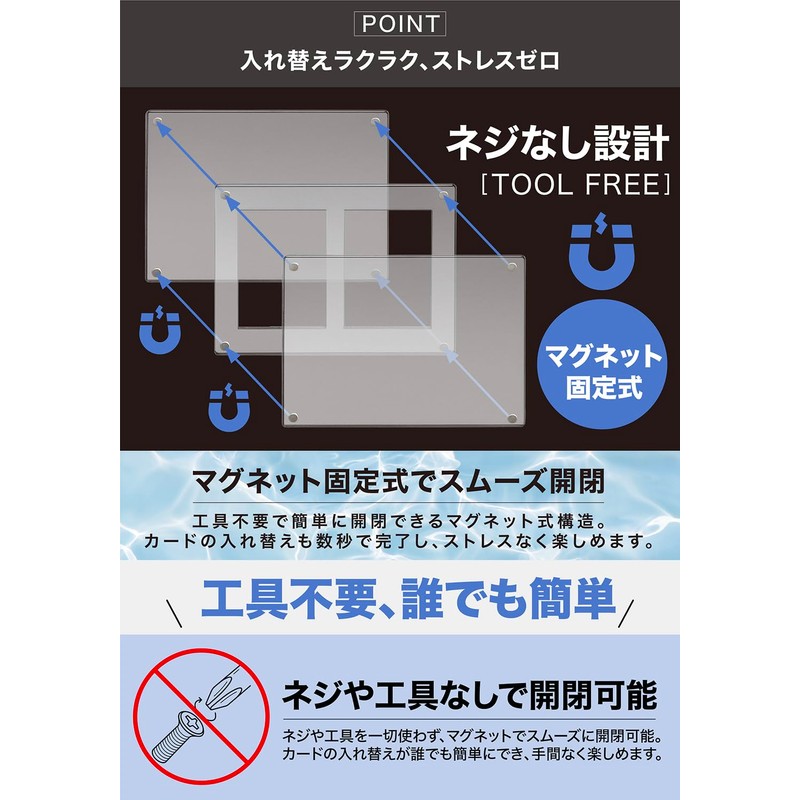 ALiLEo Magnetic Loader Display Case, 2-row, 3-row, 4-row, Stand Included,