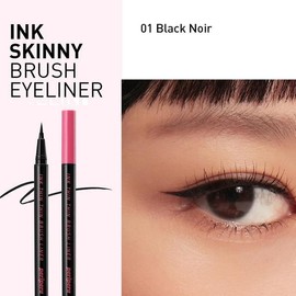 peripera - Ink Thin Thin Brush Liner | Eyeliner | Black eyeliner | Korean Cosmetics | Cat Wink Liner | Eye Makeup Waterproof smudge proof Lipliner - Color: #01 Black Noir