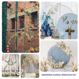 6 Pack Floral Hoop 24 Inch Metal Rings for Crafts Macrame Rings Hoop Wreath Dream Catcher Rings DIY Wreath Candle Rings Wreaths Craft Hoops Big Floral Ring for DIY Centerpiece Table Decoration, Silver