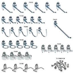 Triton Products (76936) DuraHook 36 Pc Zinc Plated Steel Hook Assortment for DuraBoard or 1/8 In. and 1/4 In. Pegboard, Silver