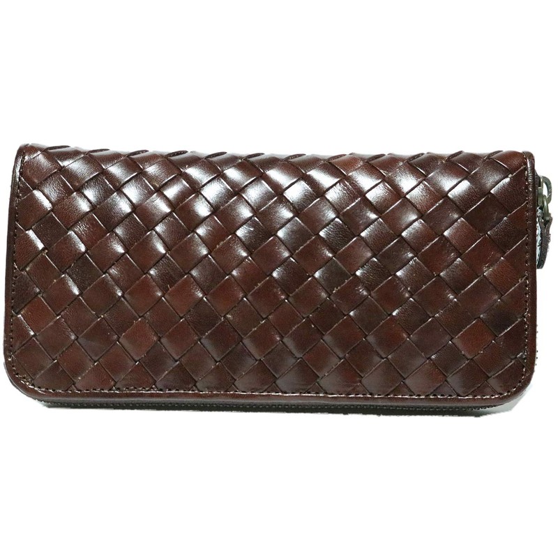 Berkut 1030220 Italian Leather Genuine Leather Braided Long Wallet, Round