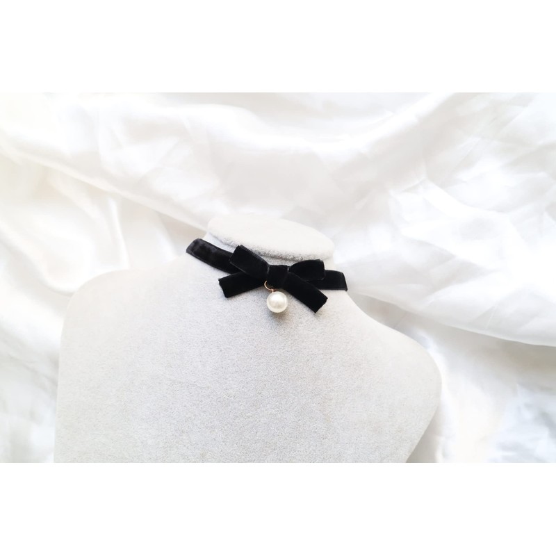 Ahegao Women's Velvet Bow Choker Set of 2 Cute Choker