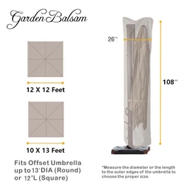 Patio Umbrella Cover for 9ft to 13ft Offset Umbrella, Water Resistant, Curved Cantilever and Straight Pole Parasol Outdoor Umbrellas Cover with Zipper and Rod