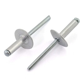 HJ Garden 60pcs 3/16 x 5/8 Inch (4.8x16mm) Large Flange Aluminum Blind Rivet Self-Plugging Open End Decorating Fastener Nails Pop Rivets Core Pulling Rivets Grip Pange 3/8-7/16 Inch (9.5-11.1mm)