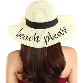 Foldable Beach Hats for Women-Floppy Sun Hats for Women,Roll up Straw Hats for Women,Summer Vacation Hats&Beach Wide Brim Hat - Colour: Out of Office, Size: One Size