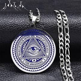 All See Eyes Demons Eye Men's Necklace Round Eye of God's Eye of Horus Amulet Necklace