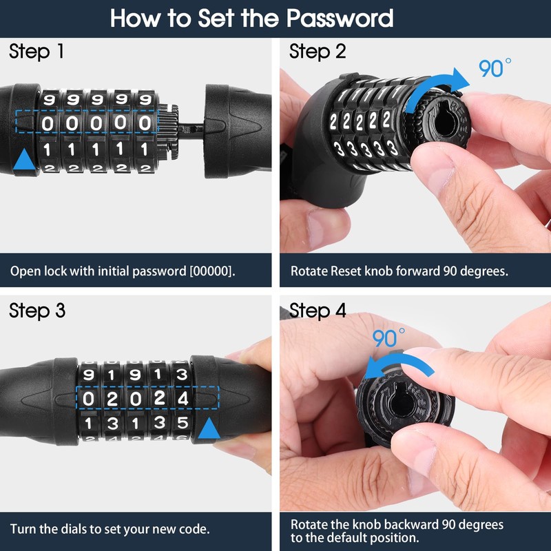 Bicycle Lock Combination Lock Bicycle Lock - High Security Chain