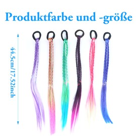 Pack of 14 Colourful Hair Strands Children's Colourful Braided Hair Pieces Twist Braid with Elastic Rope Band Colour Gradient Girls Hairpiece Band for Party Festival Decoration Gifts (Pack of 14)