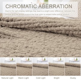 LONG CREATE Chunky Knit Throw Blanket 60"X 80", 100% Handmade with Soft Chenille Yarn, 6.7lbs Thick Cable Knitted Blankets, Large Rope Knot Crochet Throws for Couch Sofa Bed Home Decor, Taupe