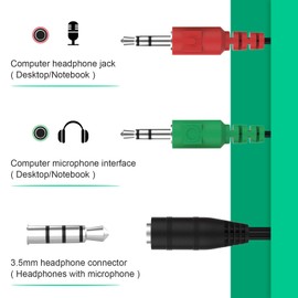 Saipomor PC Gaming Adapter Cable Audio & MIC 2 in 1 Cable Compatible with Bose QuietComfort45 QC45 QC35 Noise Cancelling Headphone