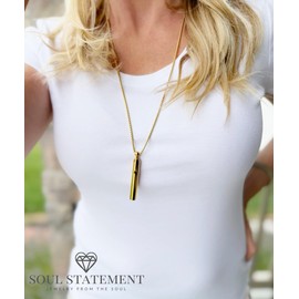 Soul Statement Gold Necklace for Women & Men, Mindfulness Breathing Necklace to Quit Smoking, Anxiety Relief Items, Gifts for Women & Men - Stainless Steel with Adjustable Chain Length