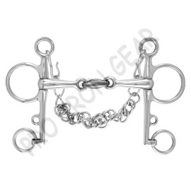 PROIRONGEAR Pelham Horse Bit Double Jointed With Oval Link Stainless Steel - 4.5 INCH