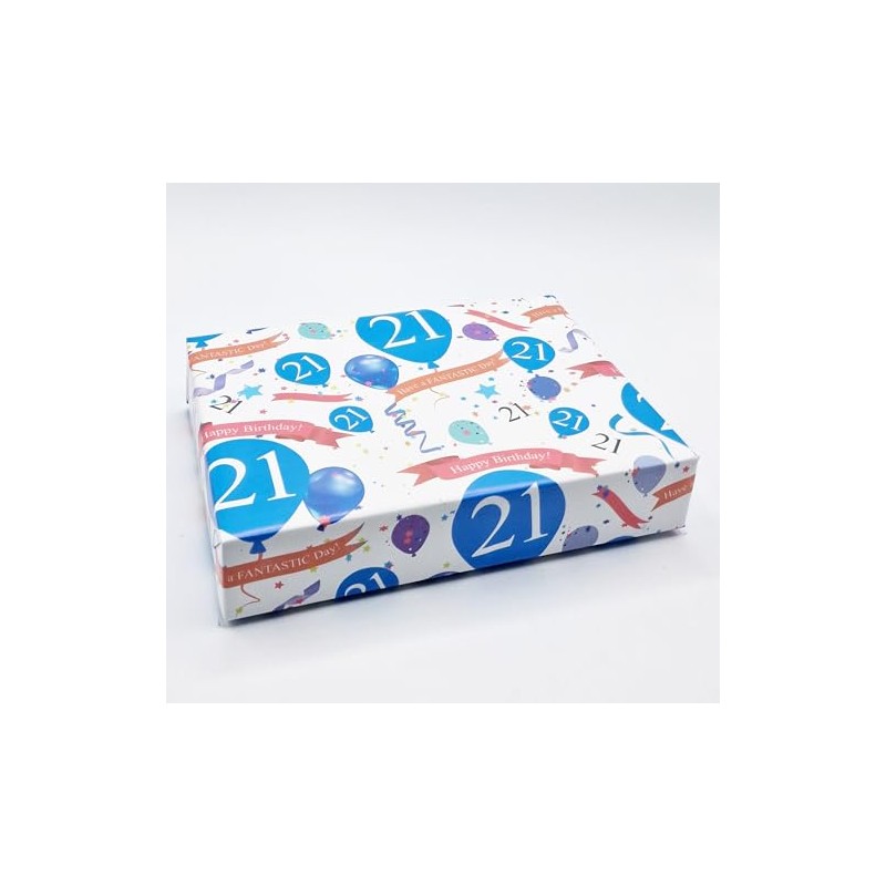 2 Sheets 21st Birthday Wrapping Paper Age 21 Birthday Blue
