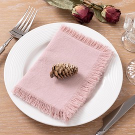 Socomi Linen Napkins Pink Valentine's Day Easter Spring Cloth Napkins Bulk Washable Cotton Napkins Set of 10 17"x17" for Wedding Party Bridal Baby Shower Birthday Table Decorations