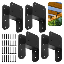 ZOBGOWE 4 Pcs Black Caps Tie Brackets for 2x4" Post(Actual 1.5"x3.5"), Post Cap Tie Carbon Steel Post Bracket Anchor Connector Support for Post to Wood Deck