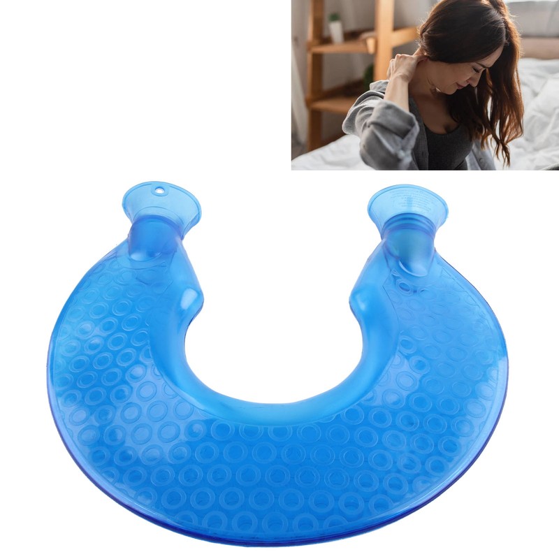 1400ml U Shaped Hot Water Bag Translucent Blue PVC Heating