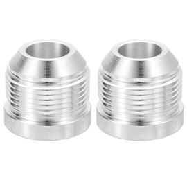 sourcing map 2Pcs Male 16AN Weld on Bung Fitting, Aluminum Alloy Flare Union Coupler for Automotive Replacement Fuel System Fittings, Silver