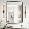 Black Metal Framed Bathroom Mirror for Wall, Rounded Rectangle Mirror,