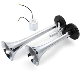 calm wish Yankee Horn, Air Horn, Trump, 2 Rungs, Truck, Dump, Car, Boat, Motorcycle, Silver, 12 V, 24 V, 11.4 inches (29 cm), Universal