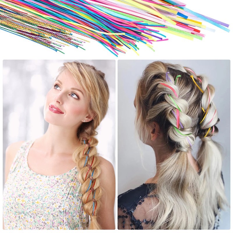 HINZIC 104pcs 4 Sets Colorful Hair Wrap String for Braids,