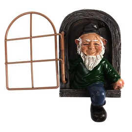 Sarini Elf Out The Door Tree Hugger Garden Statue Gnome Resin Ornament Hanging Tree Gnome Decoration Tree Faces Decor for Outdoor Patio and Lawn Ornament