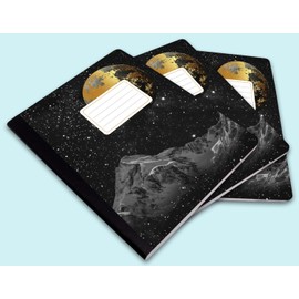 Jainzy Composition Notebooks, 3 Pack - 9.75 x 7.5 inches, College Ruled 140 Pages, Gold Foil Design